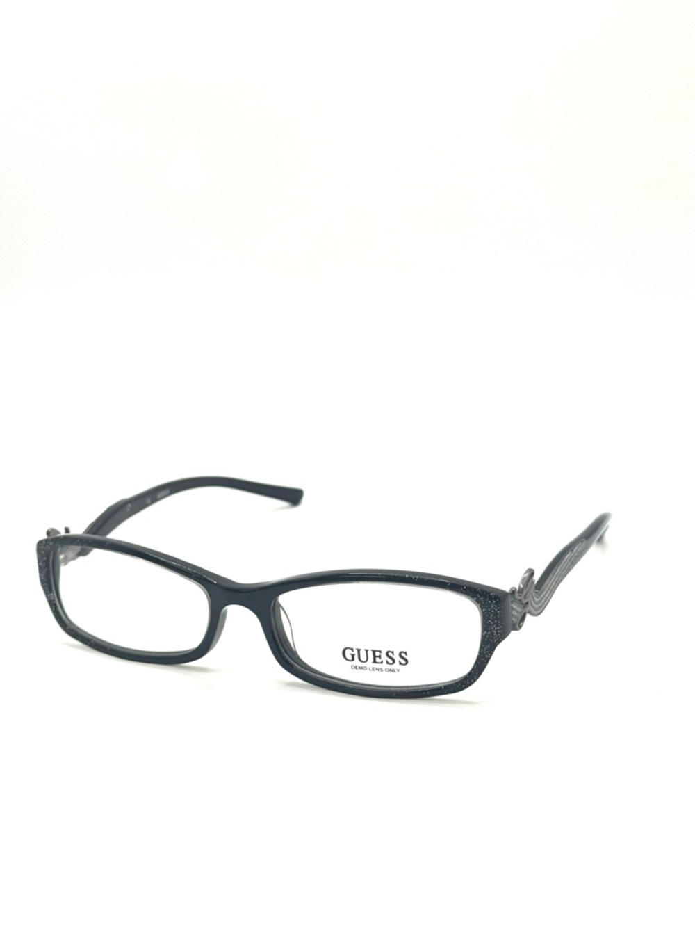GU2247 Guess Black Glitter Rectangular Glasses with Logo Temples